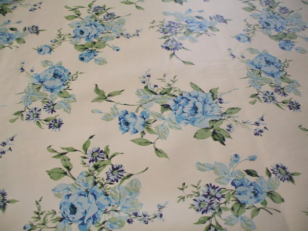 Shabby Rose Blue PVC Vinyl Wipe Clean Tablecloth 160cm x 140cm Warehouse Clearance