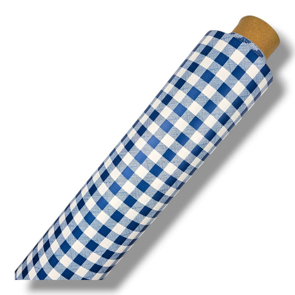 Blue Gingham Small Check  PVC Vinyl Tablecloth 20 Metres