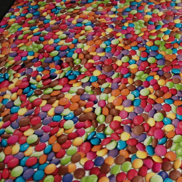 Smarties PVC Vinyl Wipe Clean Tablecloth 140cm x 140cm Warehouse Clearance