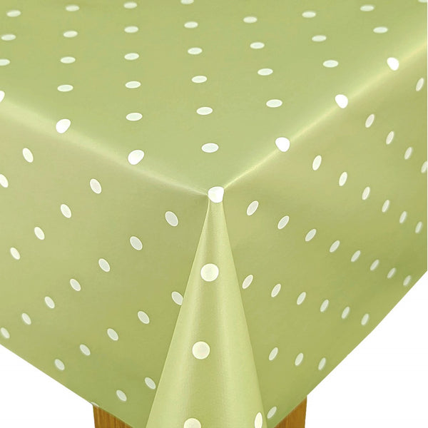 Sage Green Polka Dot Vinyl Tablecloth 20 Metres