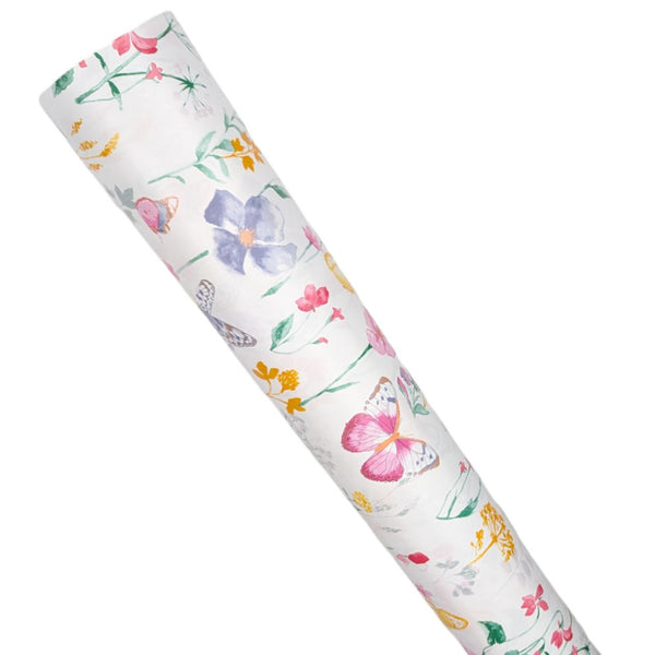 Spring Butterfly Pastel PVC Vinyl Tablecloth Roll 20 Metres x 140cm Full Roll