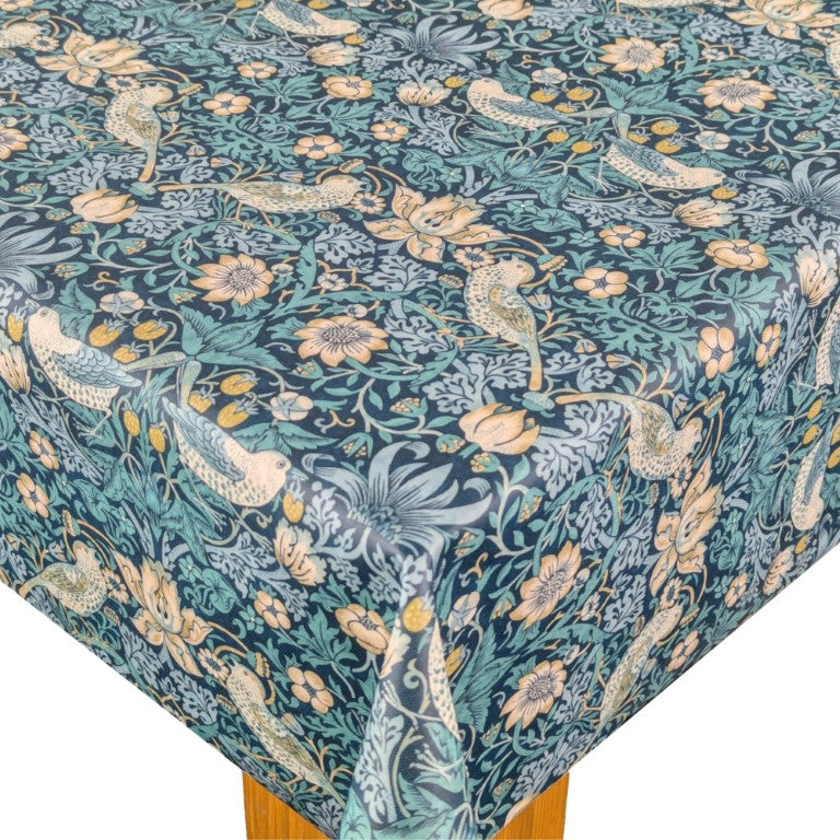 William Morris Strawberry Thief Teal Oilcloth Tablecloth