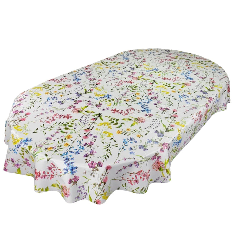 Oval Summer Meadow Flowers Wipe Clean PVC Vinyl Tablecloth 250cm x 140cm