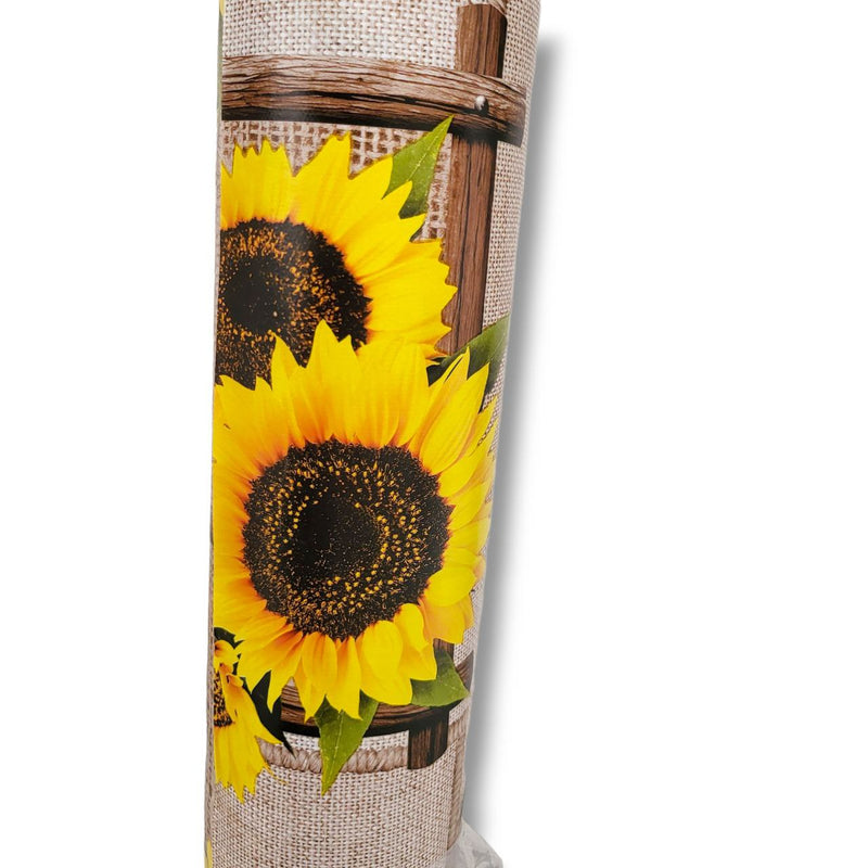 Sunflower on Hessian Effect PVC Tablecloth 20 Metres Roll