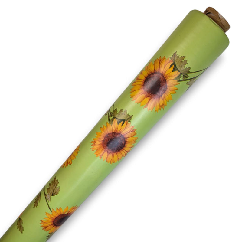 Sunflowers on Green Wider Width  PVC Vinyl Tablecloth Roll 20 Metres x 153cm