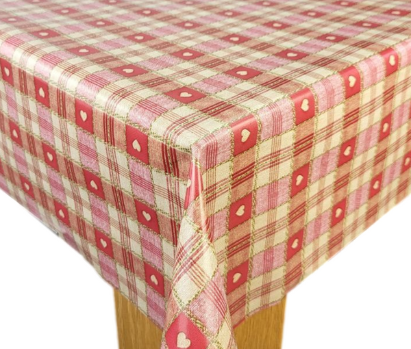 Sweetheart Red vinyl tablecloth ROUND 138cm -Warehouse Clearance