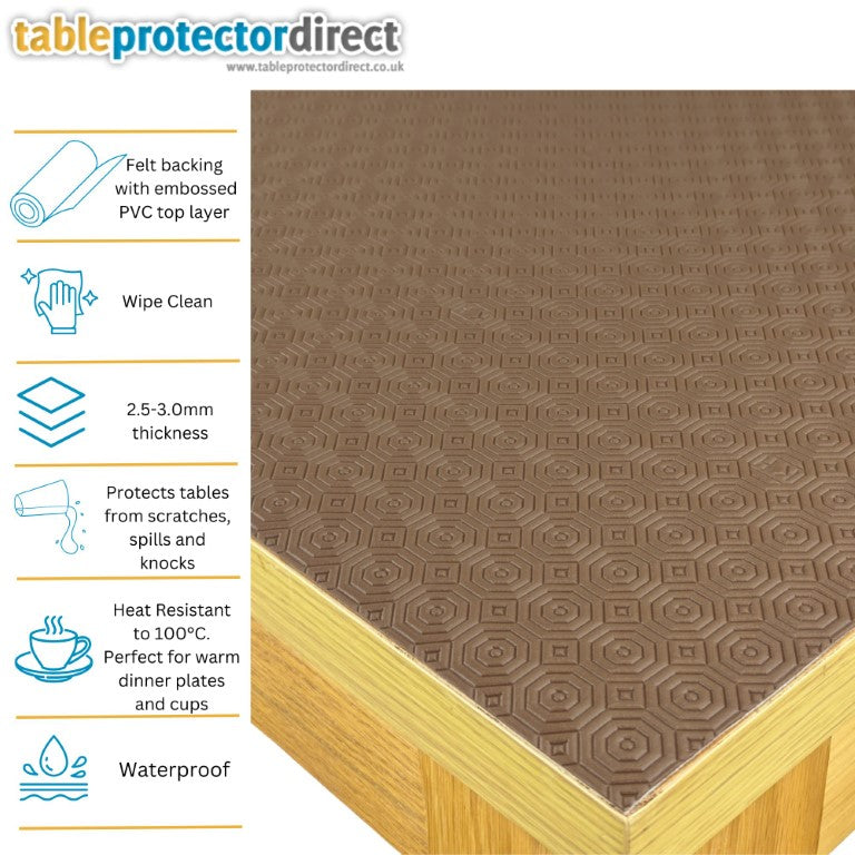 Square Table Protector 120cm x 120cm Brown