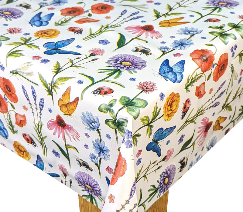 Wildflower Meadow Flowers Wider Width Extra Wide PVC Vinyl Oilcloth Tablecloth 160cm wide