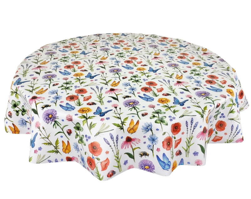 Wildflower Meadow Flowers Wider Width Extra Wide PVC Vinyl Oilcloth Tablecloth 160cm wide