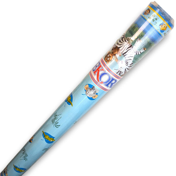 Zoo Animals Border Blue PVC Vinyl Tablecloth Roll 20 Metres x 140cm