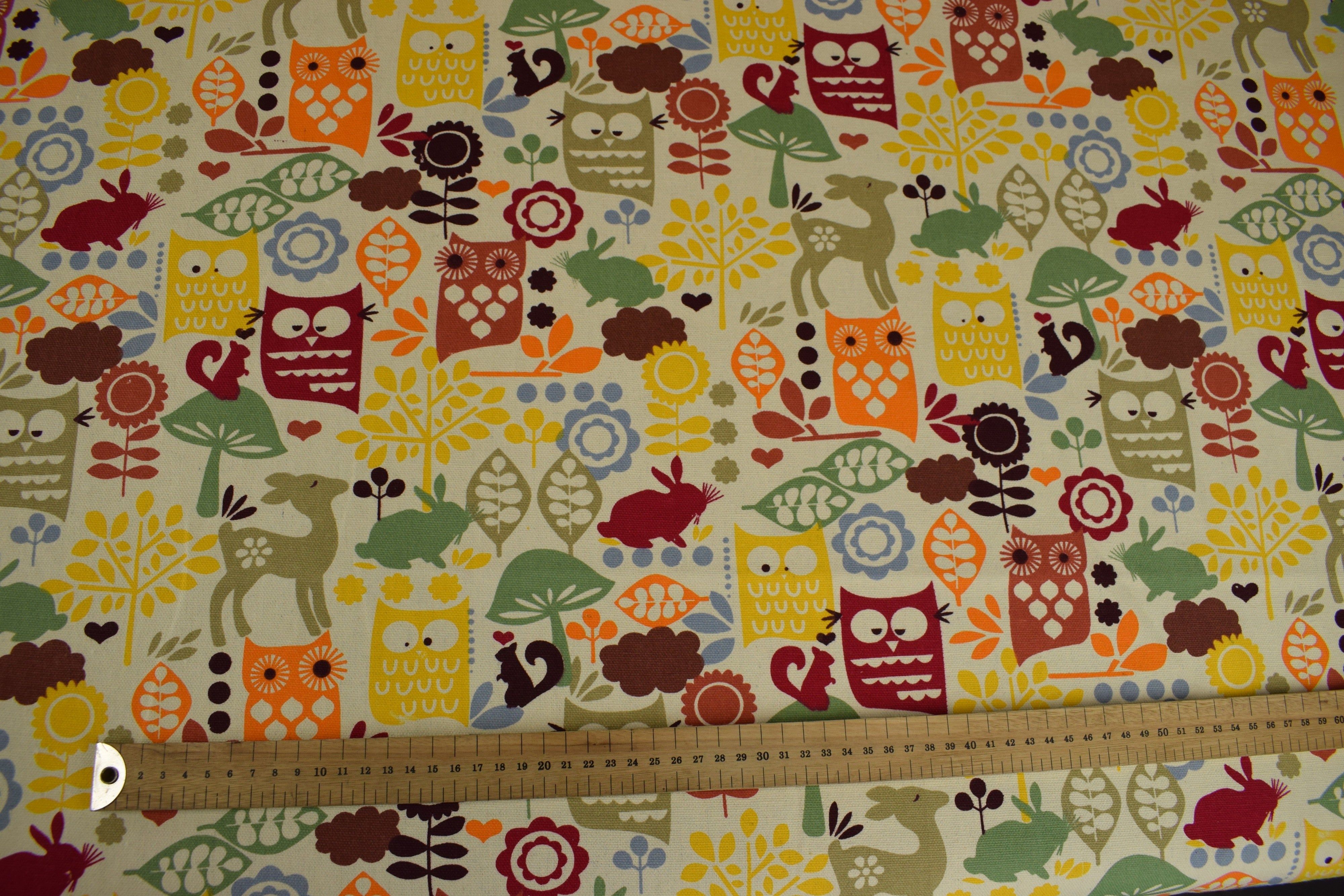 Woodland Creatures 100% Cotton Fabric by Marson Fabrics