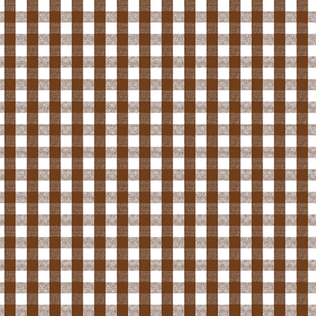 Brown Gingham Medium Check PVC Vinyl Tablecloth Roll 20 Metres x 140cm