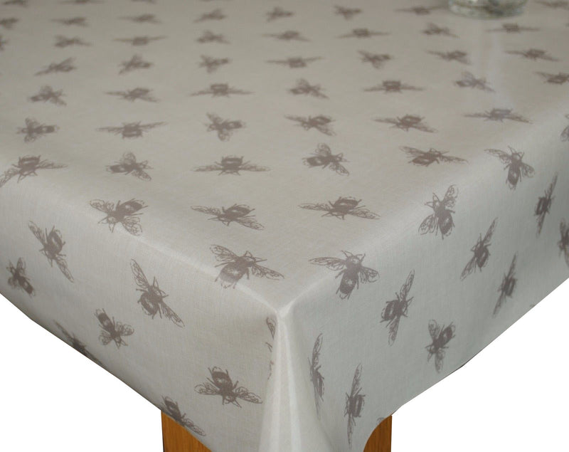 Round Wipe Clean Tablecloth PVC Oilcloth  132cm Bees  Linen by Fryetts Fabrics