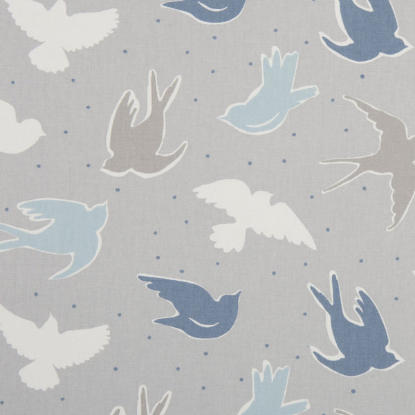 Round Wipe Clean Tablecloth PVC Oilcloth  132cm Seabirds Grey Mist