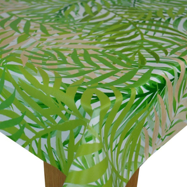 Jungle Leaves Green Vinyl Oilcloth Tablecloth