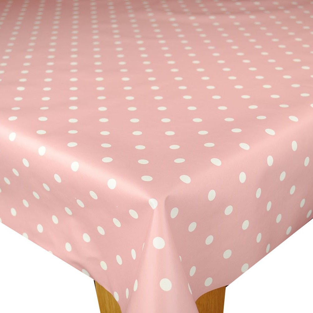 Pink and White Polka Dot Vinyl Tablecloth - Wipe Clean Tablecloths ...