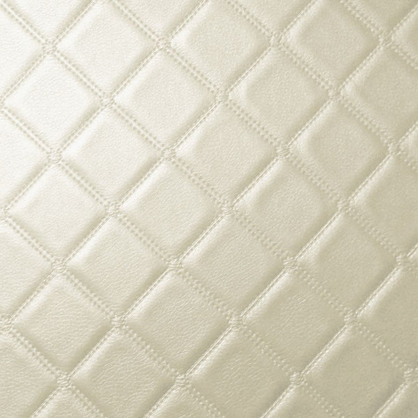 Diamond Trellis Ivory Faux Leather Upholstery Vinyl, FR