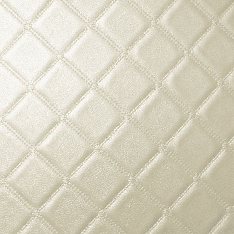 Diamond Trellis Ivory Faux Leather Upholstery Vinyl, FR