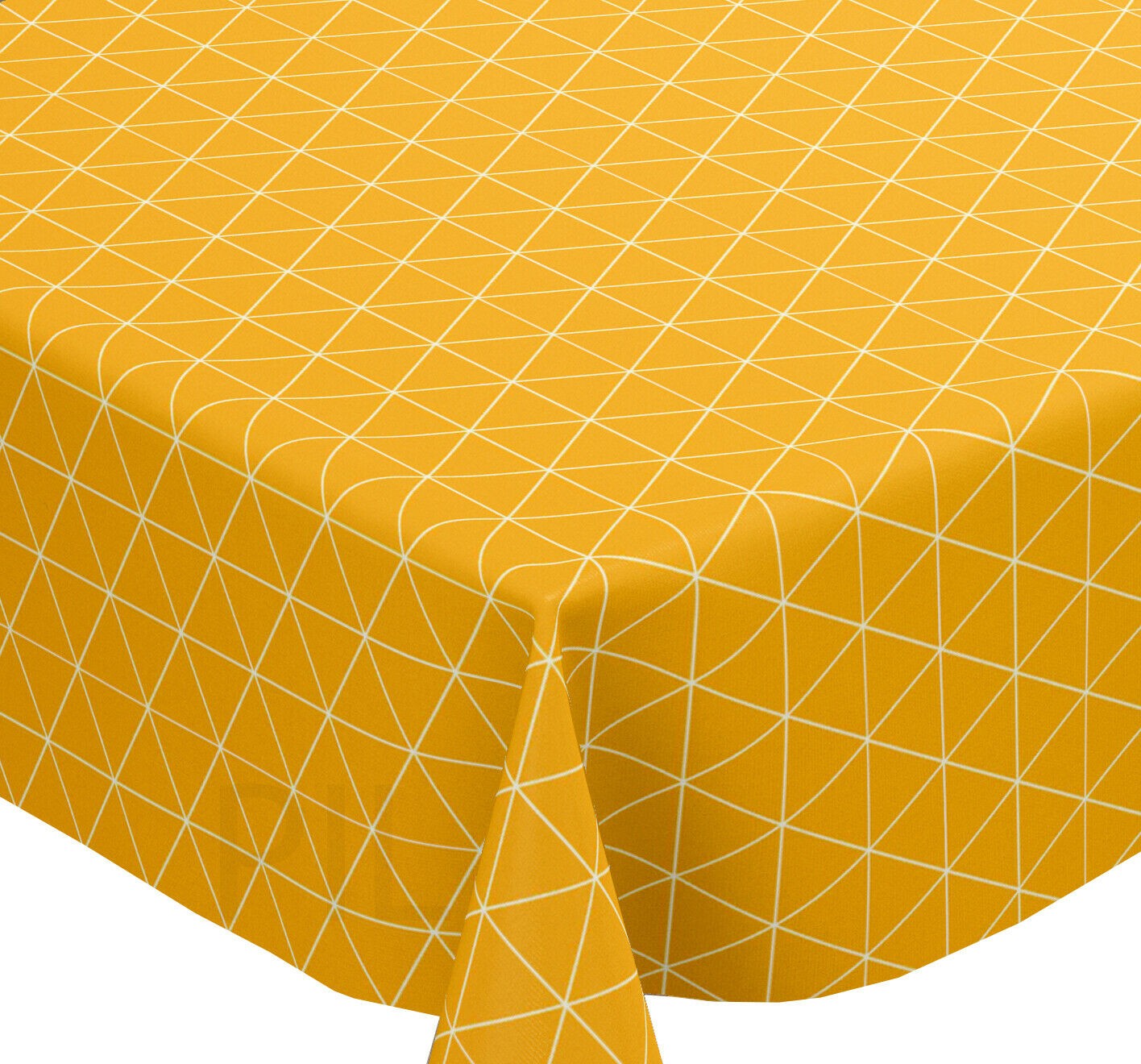 Ochre Mustard Geometric Triangles Vinyl Oilcloth Tablecloth - Wipe ...