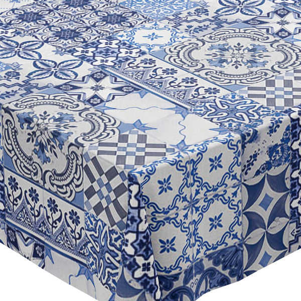 Denim Ribbon Handprinted Linen Tablecloth – Happiness Place