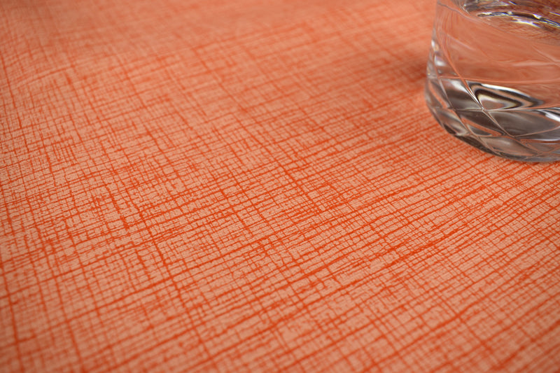 Orange Linen Look  PVC Vinyl Tablecloth 20 Metres x 140cm