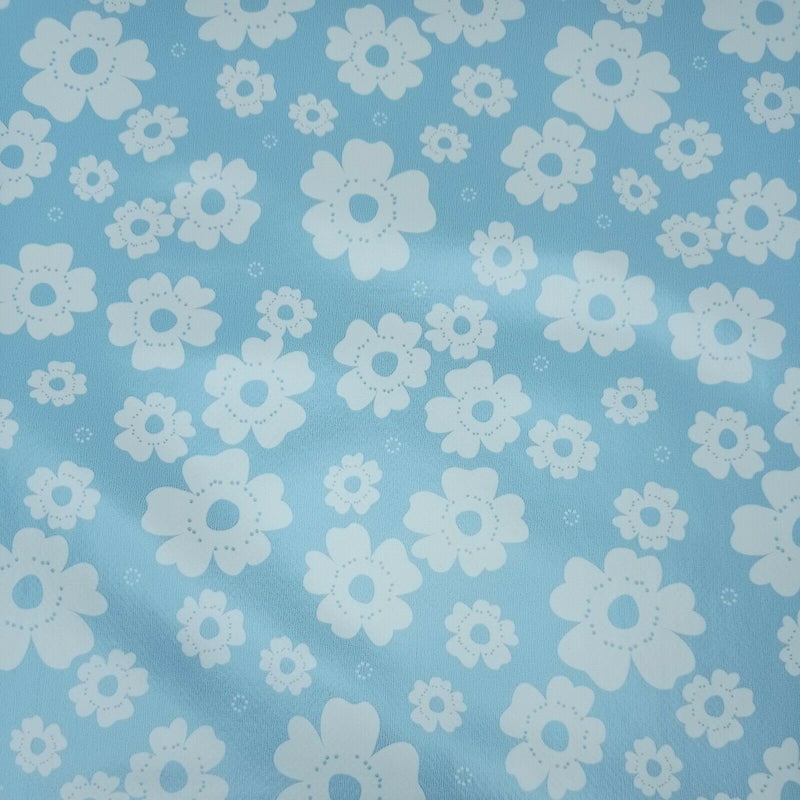 Polly Floral Sky Blue   PVC Vinyl Tablecloth 20 Metres x 140cm