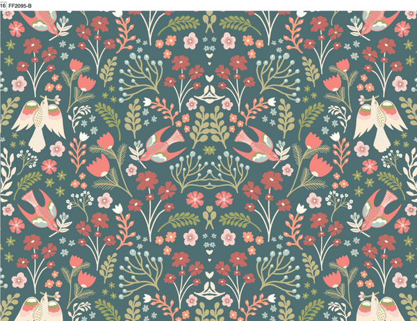 Folklore Jade 100% Cotton Fabric by Fryetts