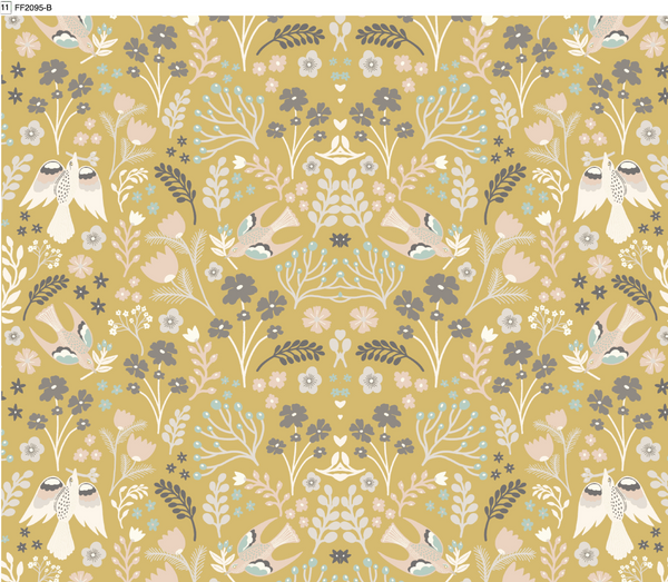 Folklore Ochre 100% Cotton Fabric by Fryetts