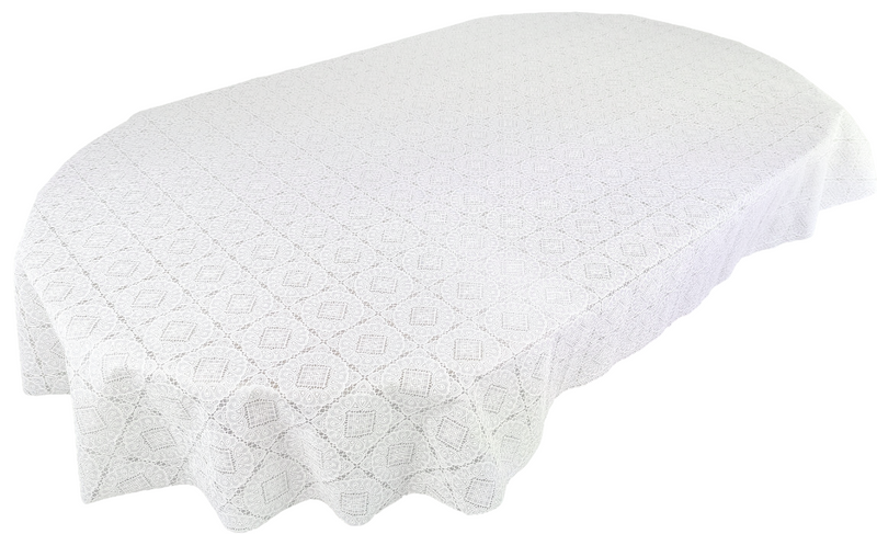 Oval Angel Lace White Wipe Clean PVC Vinyl Tablecloth 250cm x 140cm