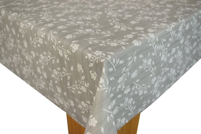 Floral Grey Flowers Vinyl Oilcloth Tablecloth