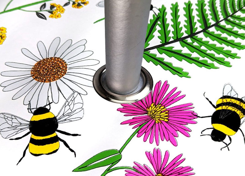 Busy Bee Meadow Bright Parasol Hole Wipe Clean Tablecloth Vinyl PVC 200cm x 140cm