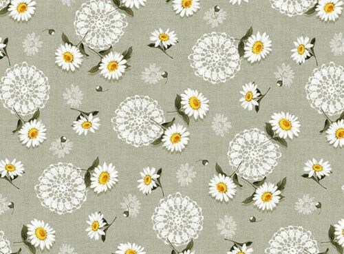 Daisy Doily Green Vinyl Oilcloth Tablecloth