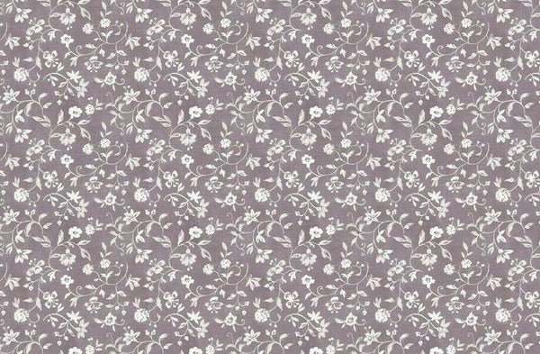 Mia White Floral on Grey Vinyl Oilcloth Tablecloth